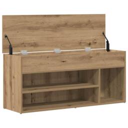 Berkfield Home Shoe Bench Artisan Oak 102x30.5x45 cm Engineered Wood in Brown - thumbnail 8