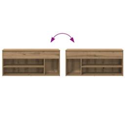 Berkfield Home Shoe Bench Artisan Oak 102x30.5x45 cm Engineered Wood in Brown - thumbnail 7