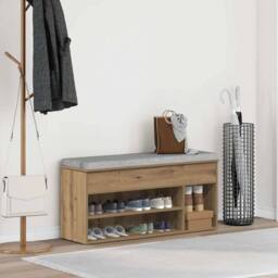 Berkfield Home Shoe Bench Artisan Oak 102x30.5x45 cm Engineered Wood in Brown