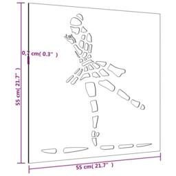 Berkfield Home Garden Wall Decoration 55x55 cm Corten Steel Ballet Dancer Design in Brown - thumbnail 8