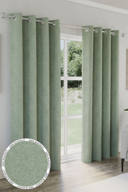 Enhanced Living 100% Blackout Curtains - Thermal/Energy Saving Linen Look Pair with Eyelets For Living Room & Bedrooms - image 1