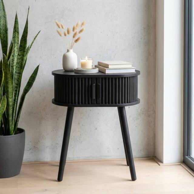 Garden Greatness Maison Ribbed Urban Bedside Table in Black - Size: 1 Pack - image 1
