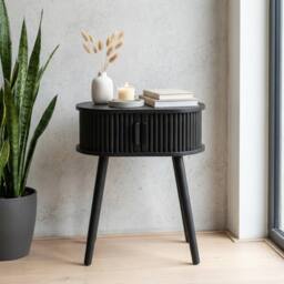 Garden Greatness Maison Ribbed Urban Bedside Table in Black - Size: 1 Pack - thumbnail 1