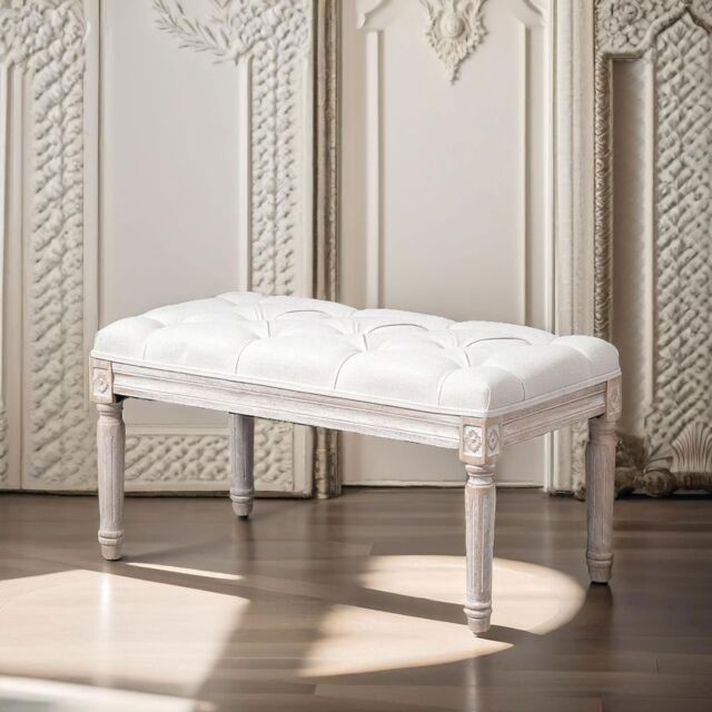 FURNOS Upholstered 80CM Wooden Bench Seat Beige - image 1