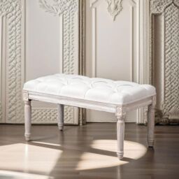 FURNOS Upholstered 80CM Wooden Bench Seat Beige - thumbnail 1