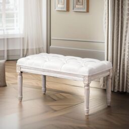 FURNOS Upholstered 80CM Wooden Bench Seat Beige - thumbnail 2