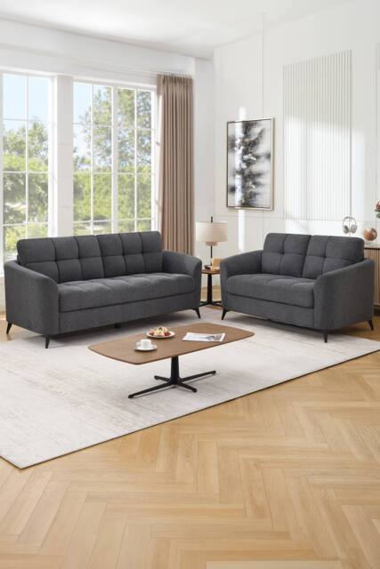 More4Homes Solna 2+3 Seater Scandi Style Fabric Living Room Sofa Set in Charcoal - image 1