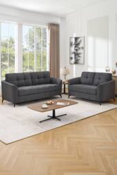 More4Homes Solna 2+3 Seater Scandi Style Fabric Living Room Sofa Set in Charcoal - thumbnail 1