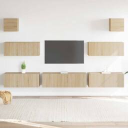 Berkfield Home 7 Piece TV Cabinet Set Sonoma Oak Engineered Wood in Light Brown - thumbnail 2