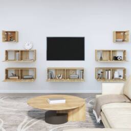 Berkfield Home 7 Piece TV Cabinet Set Sonoma Oak Engineered Wood in Light Brown - thumbnail 3