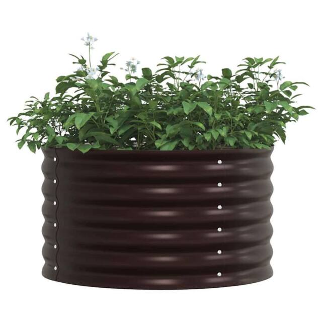 Berkfield Home Garden Raised Bed - Brown, 80x80x44 cm, Made from Galvanised Steel in Brown - Size: 80 x 80 x 44 cm - image 1