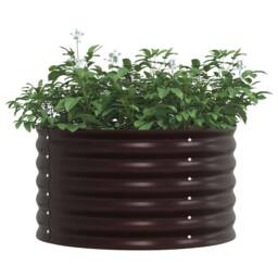 Berkfield Home Garden Raised Bed - Brown, 80x80x44 cm, Made from Galvanised Steel in Brown - Size: 80 x 80 x 44 cm