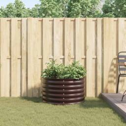 Berkfield Home Garden Raised Bed - Brown, 80x80x44 cm, Made from Galvanised Steel in Brown - Size: 80 x 80 x 44 cm - thumbnail 4