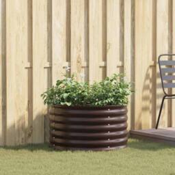 Berkfield Home Garden Raised Bed - Brown, 80x80x44 cm, Made from Galvanised Steel in Brown - Size: 80 x 80 x 44 cm - thumbnail 2