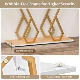 Costway Modern Console Table Faux Marble Narrow Entryway Hallway Table Accent Desk 100cm in White - thumbnail 5