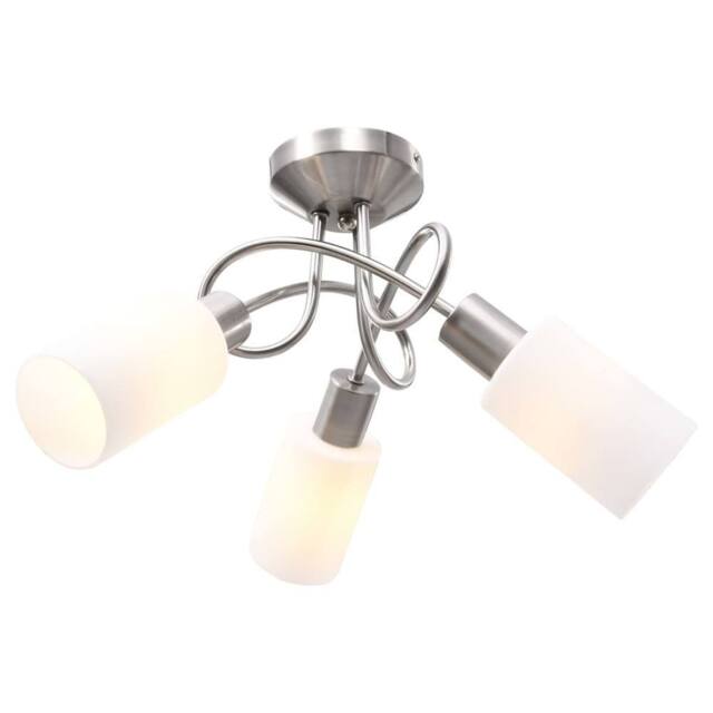 Berkfield Home Ceiling Lamp with Ceramic Shades for 3 E14 Bulbs White Cone - image 1