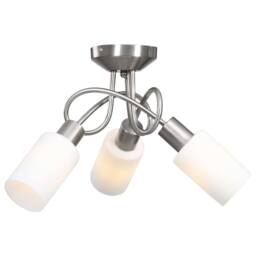 Berkfield Home Ceiling Lamp with Ceramic Shades for 3 E14 Bulbs White Cone - thumbnail 3