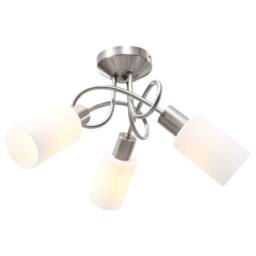 Berkfield Home Ceiling Lamp with Ceramic Shades for 3 E14 Bulbs White Cone - thumbnail 1