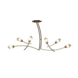 Netlighting Pietra Linear Pendant 2 Arm 6 Light G9 Antique Brass in Bronze