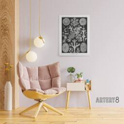 "Artery8 Lichen Species Vintage Haeckel Botanical Canvas Wall Art in Black - Size: W18"" x H24""" - thumbnail 3