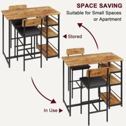 KORVIXA Dining Table Set Bar Table & Upholstered Chair in Brown - Size: 100 cm x 100 cm - thumbnail 3