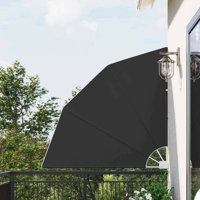Berkfield Home Balcony Privacy Screen Folding Manual Anthracite 140 x 140 cm Fabric in Black - image 1