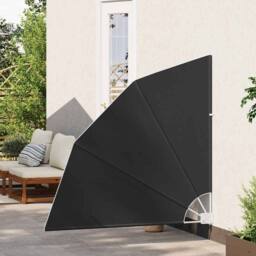 Berkfield Home Balcony Privacy Screen Folding Manual Anthracite 140 x 140 cm Fabric in Black - thumbnail 3