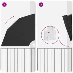 Berkfield Home Balcony Privacy Screen Folding Manual Anthracite 140 x 140 cm Fabric in Black - thumbnail 8