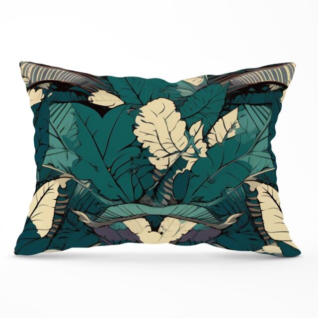 Warren Reed - Designer Green Beige Tropical Leaves Cushions - Size: 45 cm x 45 cm - image 1