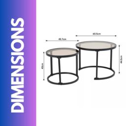 FURNOS Set Of 2 Round Nesting Tables With Tempered Glass Top Black - thumbnail 6