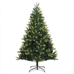 Berkfield Home Artificial Hinged Christmas Tree 300 LEDs Green 210 cm - thumbnail 5
