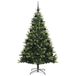 Berkfield Home Artificial Hinged Christmas Tree 300 LEDs Green 210 cm - thumbnail 4