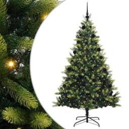 Berkfield Home Artificial Hinged Christmas Tree 300 LEDs Green 210 cm - thumbnail 2