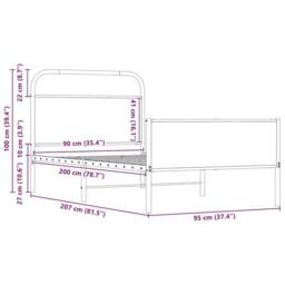 Berkfield Home Elegant Bed Frame without Mattress 90x200 cm Sonoma Oak Engineere in Light Oak - thumbnail 9