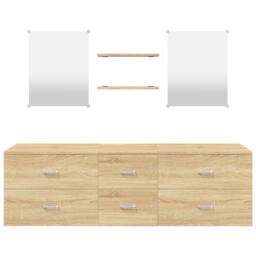 Berkfield Home 5 Piece Bathroom Furniture Set Oak Engineered Wood in Brown - thumbnail 4