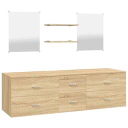 Berkfield Home 5 Piece Bathroom Furniture Set Oak Engineered Wood in Brown - thumbnail 2