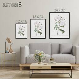 "Artery8 White Rose Floral Illustration Redoute Vintage Framed Canvas Wall Art - Size: W12"" x H16""" - thumbnail 4