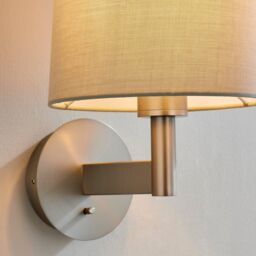 Loops Wall Light Matt Nickel Plate & Taupe Fabric 60W E27 GLS Dimmable e10679 in Metallics - thumbnail 2