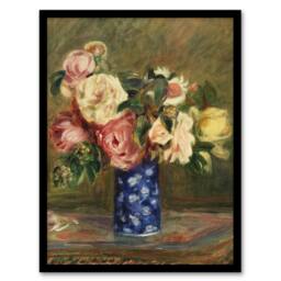 "Artery8 Bouquet of Roses Renoir Vintage Framed Wall Art Print in Brown - Size: W12"" x H16""" - thumbnail 1