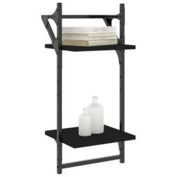 Berkfield Home Beautiful 2-Tier Wall Shelves with Bars 2 pcs Black 30x25x65 cm - Size: 30 x 25 x 65 cm - thumbnail 1