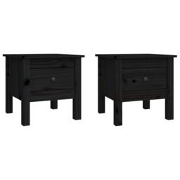Berkfield Home Side Tables 2 pcs Black 40x40x39 cm Solid Wood Pine - Size: 40 x 40 x 39 cm - thumbnail 2