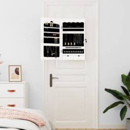 Berkfield Home Mirror Jewellery Cabinet Wall Mounted White 37.5x10x67 cm