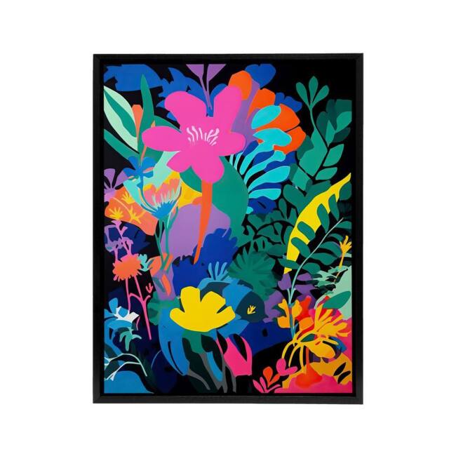 "Artery8 Vibrant Abstract Flowers Floral Framed Canvas Wall Art Print - Size: W12"" x H16""" - image 1