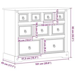 Berkfield Home Chest of Drawers Corona 103x46x83 cm Solid Wood Pine in Brown - Size: 103 x 46 x 83 cm - thumbnail 9
