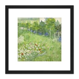 Artery8 Van Gogh Daubignys Garden Painting 8X8 Inch Square Wooden Framed Wall Art Print Picture with Mount in Black - thumbnail 1