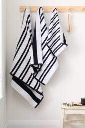 Bianca 'Reversible Stripe' Cotton Jacquard Bath Towel in Black - thumbnail 4