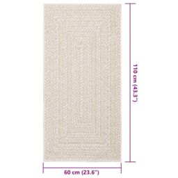 Berkfield Home Rug ZIZUR Cream 60x110 cm Jute Look Indoor & Outdoor - Size: Medium - thumbnail 9