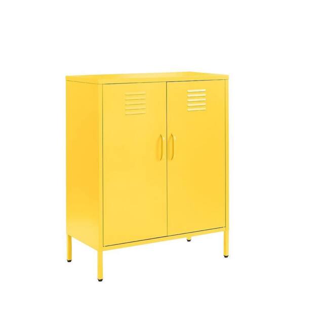 Moderna Yellow Metal Sideboard, 2 Door, Industrial Storage for Home or Office - image 1