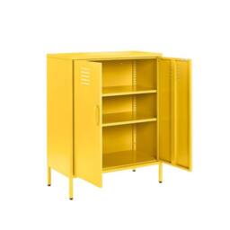 Moderna Yellow Metal Sideboard, 2 Door, Industrial Storage for Home or Office - thumbnail 2