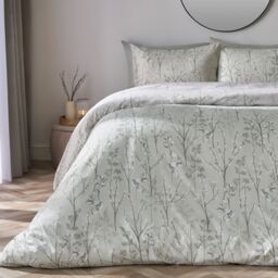 OHS Duvet Cover Set Willow Quilt Reversible Bedding in Pale Green - Size: Super King - thumbnail 1